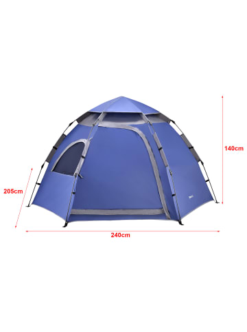 en.casa Campingzelt Nybro in Blau (L)240cm (B)205cm (H)140cm