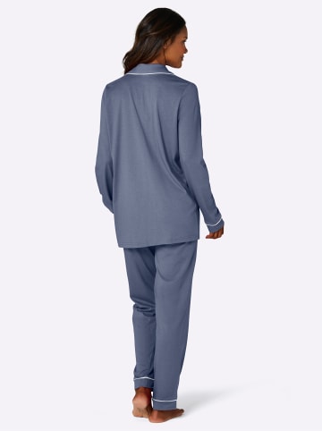 WITT WEIDEN Pyjama in rauchblau-weiß
