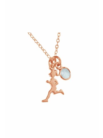 Gemshine Halskette mit Anhänger Fitness Runner im Sportschmuck Jogger Stil Chalcedon in rose gold coloured