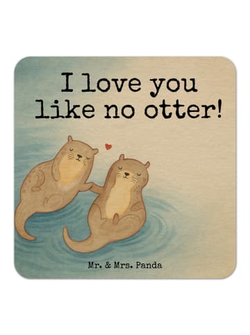 Mr. & Mrs. Panda Tischuntersetzer Otter Hände halten Design mit ... in Weiß