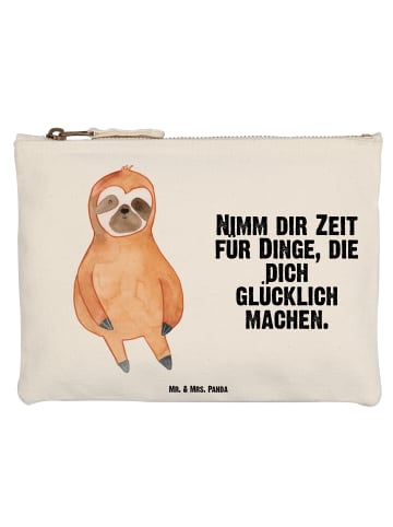 Mr. & Mrs. Panda Schminktasche Faultier Zufrieden mit Spruch in Weiß