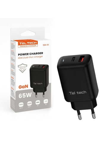 Wisam Teltech Schnellladegerät GaN3 USB / USB-C 65W + Kabel USB-C - USB-C