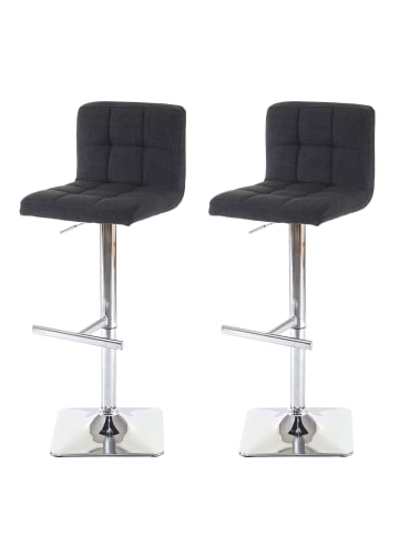 MCW 2er-Set Barhocker Cadiz mit Lehne, Stoff/Textil dunkelgrau, Chromfuß