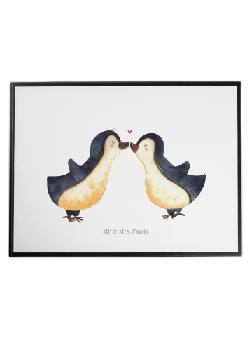Mr. & Mrs. Panda Schreibunterlage Pinguin Liebe ohne Spruch in Weiß