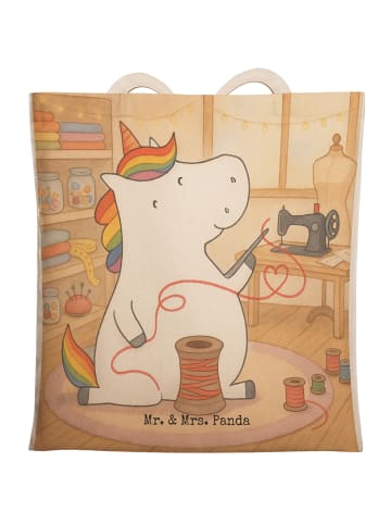 Mr. & Mrs. Panda Tasche Einhorn Näherin Design ohne Spruch in Weiß