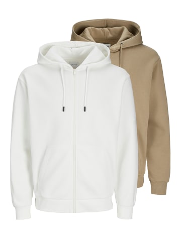 Jack & Jones Sweatjacke / Hoodie Bradley in Beige / weiß