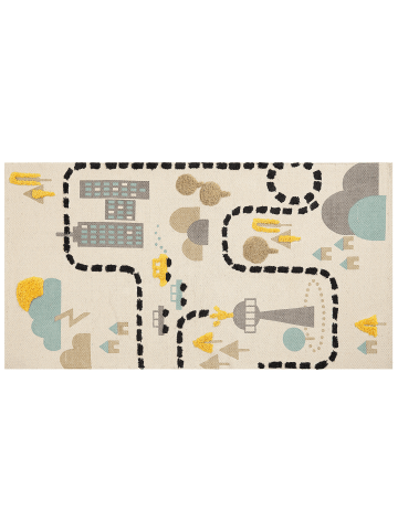 Beliani Kurzflor SAZAK in Bunt/Beige/Schwarz - (W) 80 x (L) 150 cm