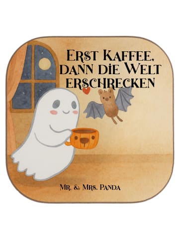 Mr. & Mrs. Panda Glasuntersetzer Gespenst Kaffee Design mit Spruch in Weiß
