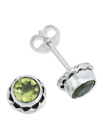 mantraroma 925er Silber - Ohrstecker (L) 7 x (B) 7 mm mit Peridot facettiert