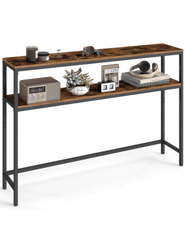 VASAGLE Flurtisch Barnet in Vintagebraun-Tintenschwarz - (B)120 x (H)80 x (T)20 cm