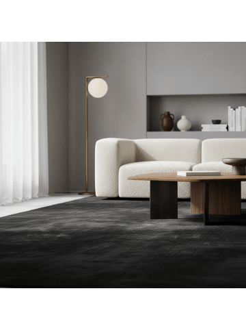KADIMA DESIGN Teppich Kurzflor Unifarben Polyester Antirutsch Wohnzimmer in Schwarz