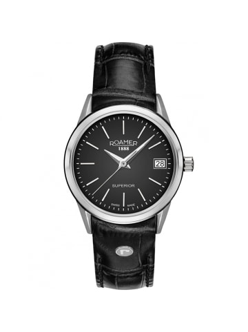 Roamer Schweizer Uhr Superior 3H Ladies Silberfarben in schwarz