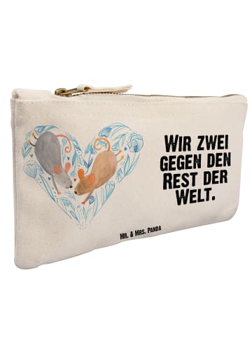 Mr. & Mrs. Panda Schminktasche Mäuse Herz mit Spruch in Weiß