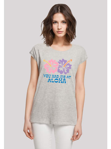 F4NT4STIC Extended Shoulder T-Shirt You had me at Aloha in grau meliert