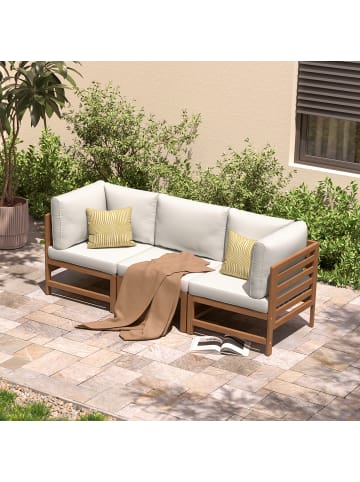 home24 Loungeset Bayton 3-teilig Kombi C in Beige / Braun