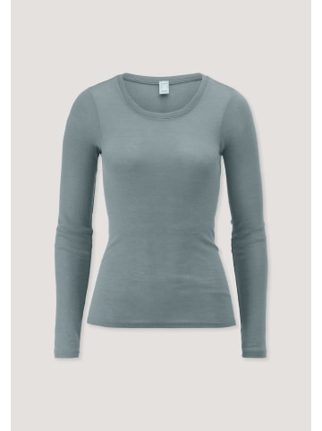 Hessnatur Hessnatur Longsleeve PURE FUNCTION aus Bio-Merinowolle mit Seide in sturmblau