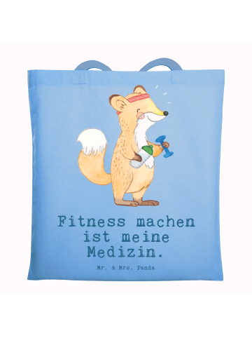 Mr. & Mrs. Panda Tragetasche Fuchs Fitness mit Spruch in Sky Blue