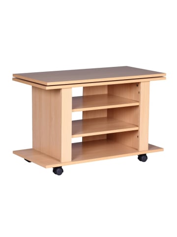 KADIMA DESIGN TV HiFi Bank aus Buchenholz, modern, drehbar und rollbar, mit 3 Ebenen