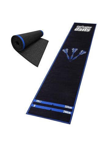 relaxdays Dartteppich "Let's play darts" in Schwarz/ Blau - 60 x 260 cm