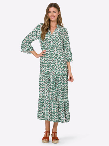 Heine Druck-Kleid in smaragd-apricot-bedruckt