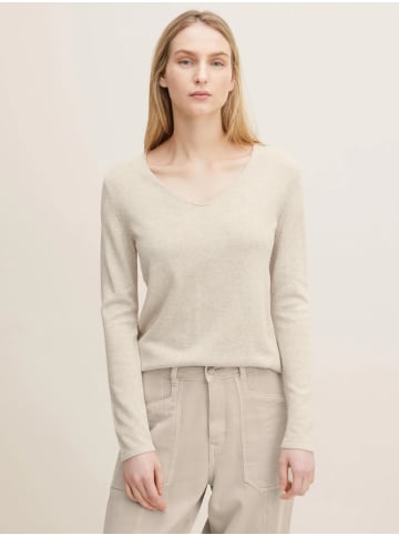 Tom Tailor Dünner Strickpullover Basic V-Ausschnitt Stretch Sweater in Altrosa