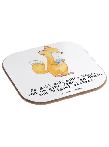 Mr. & Mrs. Panda Bierdeckel Fuchs Origami mit Spruch in Weiß
