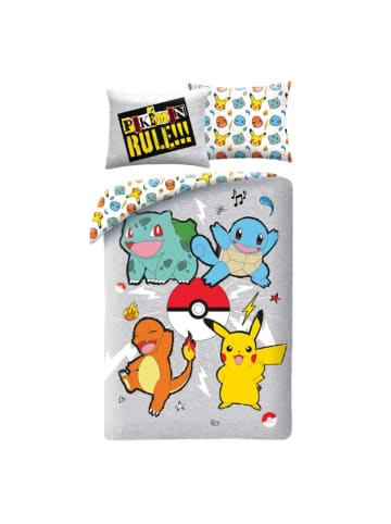 Pokémon Bettwäsche-Set Bettbezug 140x200 cm + Kissenbezug 60x70 cm für Kinder in Grau