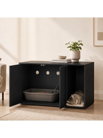 relaxdays Katzenschrank in Schwarz - (B)72 x (H)50 x (T)50 cm