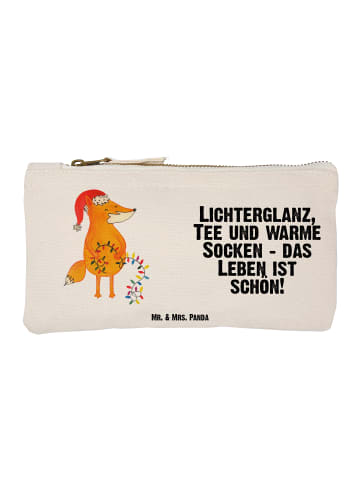 Mr. & Mrs. Panda Federtasche Fuchs Weihnachten mit Spruch in Weiß