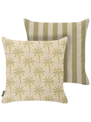 Beliani 2er-Set Gartenkissen CALIA in Grün/Beige