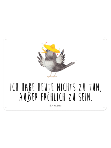 Mr. & Mrs. Panda Blechschild Rabe Sombrero mit Spruch in Weiß