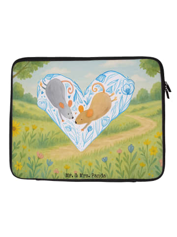 Mr. & Mrs. Panda Laptop Tasche Mäuse Herz Design ohne Spruch in Weiß