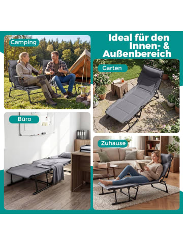 COSTWAY 3 in 1 Sonnenliege klappbar mit Kopfstütze bis 170 kg belastbar in Grau