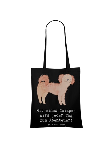 Mr. & Mrs. Panda Tote Bag Cavapoo Abenteuer mit Spruch in Schwarz