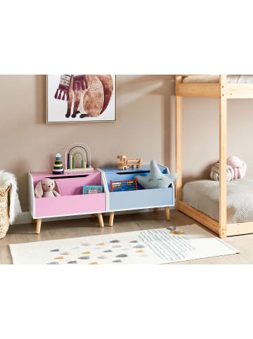 Beliani Sideboard CASPER in Blau/Weiß/Braun - (W) 60 x (H) 43 x (L) 41 cm