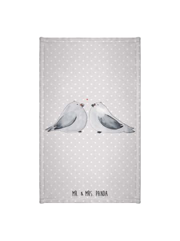 Mr. & Mrs. Panda Gästetuch Turteltauben Liebe ohne Spruch in Grau Pastell