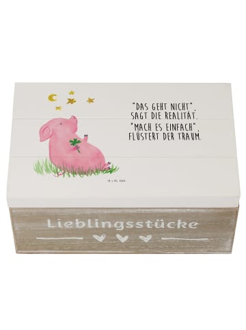Mr. & Mrs. Panda Aufbewahrungsbox Schwein Glück mit Spruch in Weiß