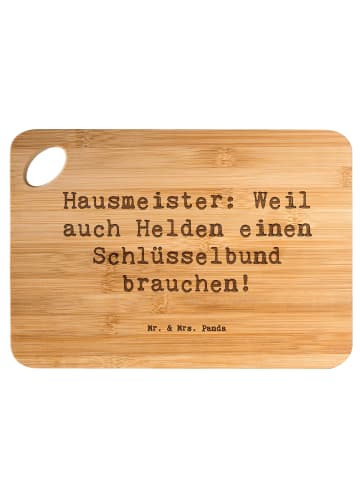 Mr. & Mrs. Panda Holzbrettchen Spruch Hausmeister Held mit Spruch in Braun