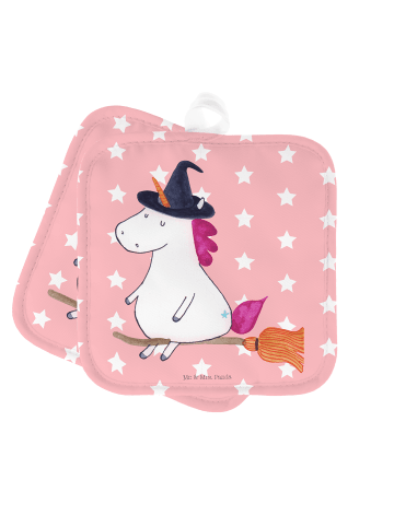 Mr. & Mrs. Panda Topfuntersetzer Einhorn Hexe ohne Spruch in Rot Pastell