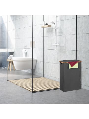 relaxdays Wäschekorb in Schwarz/ Natur - 105 l