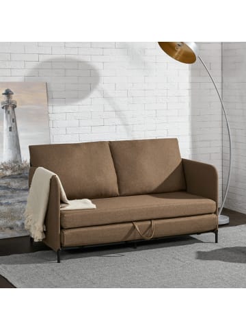 en.casa Schlafsofa Soini in Braun (H)78cm (B)125cm (T)67cm