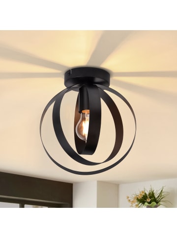 ZMH Deckenleuchte 1-flammige E27 in schwarz Flurlampe Ø24cm Metall 360° drehbar