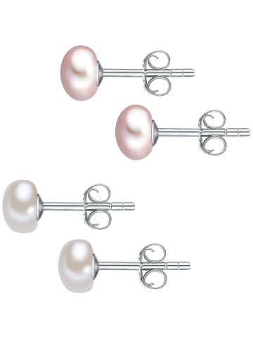 Lulu & Jane Perlen-Ohrstecker Sterling Silber Süßwasser-Zuchtperle in weiß