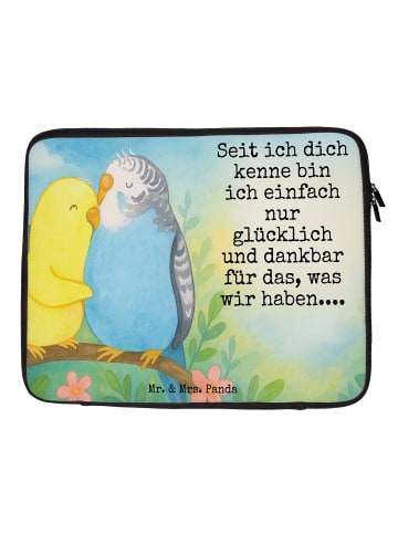 Mr. & Mrs. Panda Laptop Tasche Wellensittich Liebe Design mit Sp... in Weiß