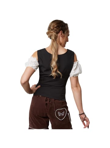 tectake Dirndlbluse aus reiner Baumwolle mit Carmen-Ausschnitt und Schnürung