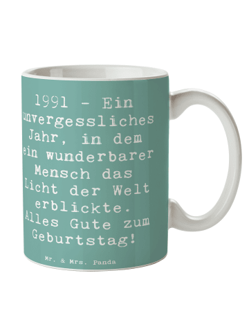 Mr. & Mrs. Panda Kaffeebecher Spruch 1991 Geburtstag mit Spruch in Meeresbrise