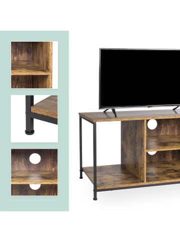 relaxdays TV-Lowboard in Braun/ Schwarz - (B)120 x (H)50 x (T)40 cm