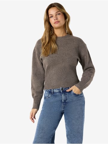 Noisy may Strukturierter Strickpullover Rundhalsausschnitt in Braun