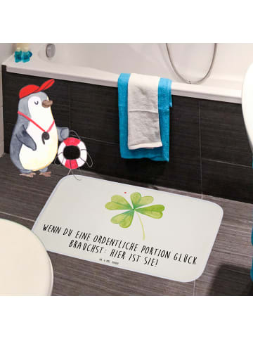 Mr. & Mrs. Panda Badteppich Blume Kleeblatt mit Spruch in Weiß