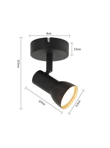ZMH Deckenleuchte in Schwarz 1-flammige GU10 runde Modern Metall Flurlampe